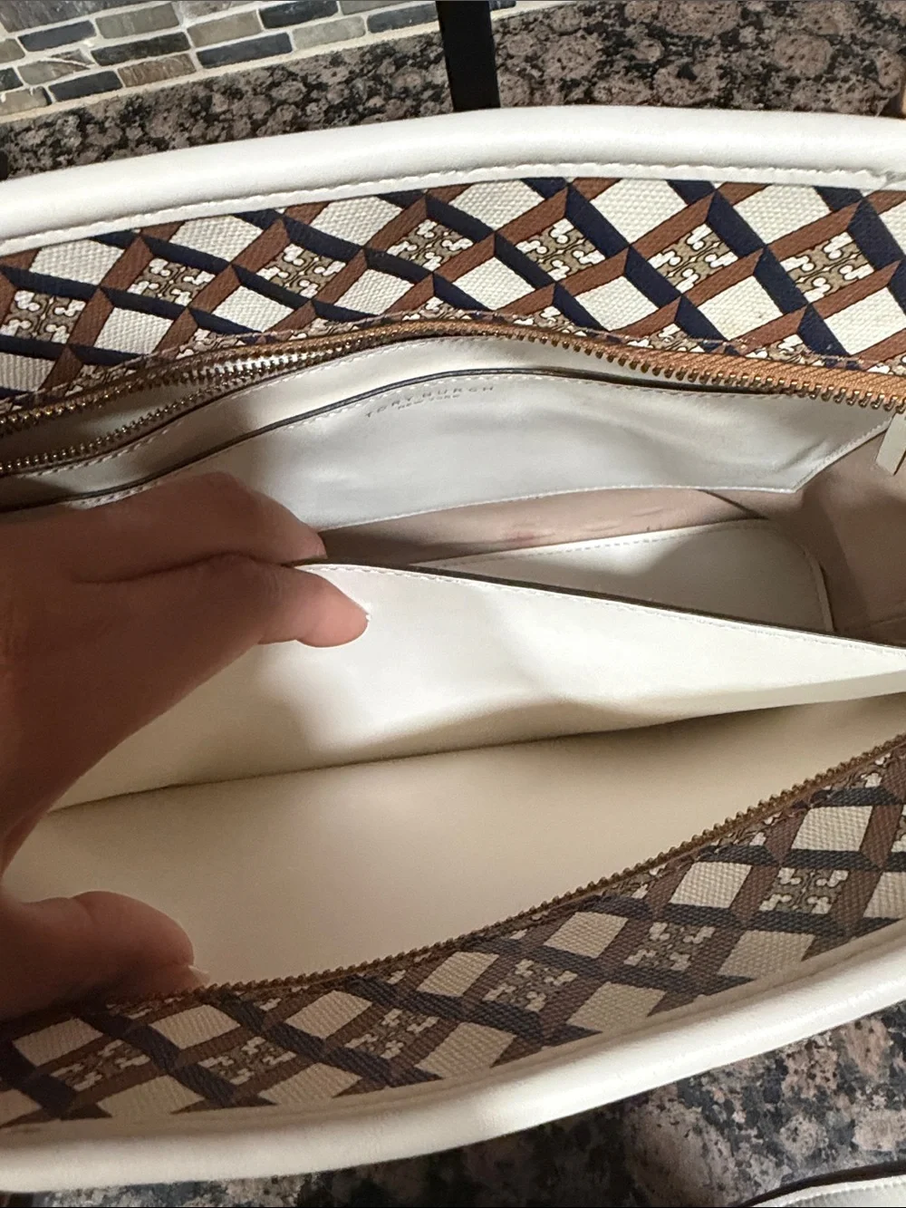 Tory Burch Geo Logo Canvas Tote Bag